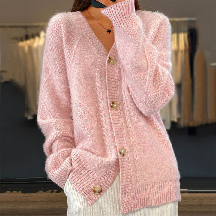 Frauen Strickjacke V-Ausschnitt Modern