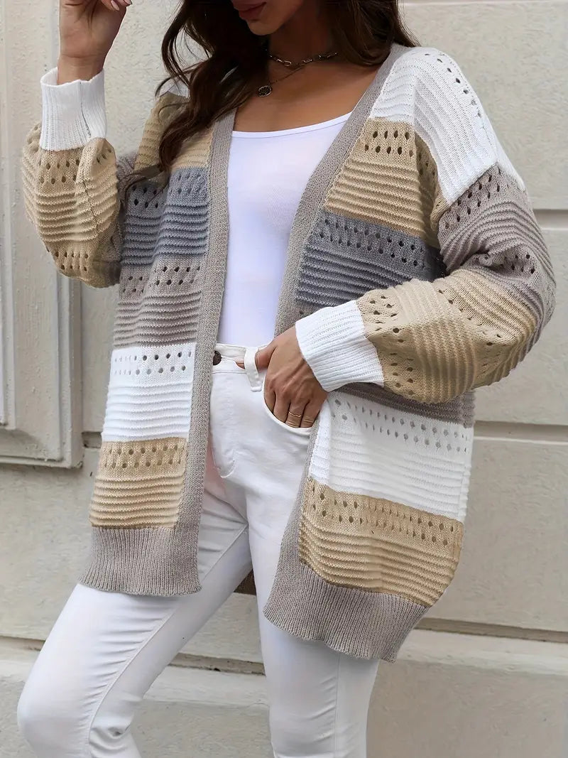 Strickjacke Bunt Farbblock Muster