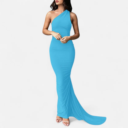 Damen Maxikleid Elegantes Schulterfrei Design