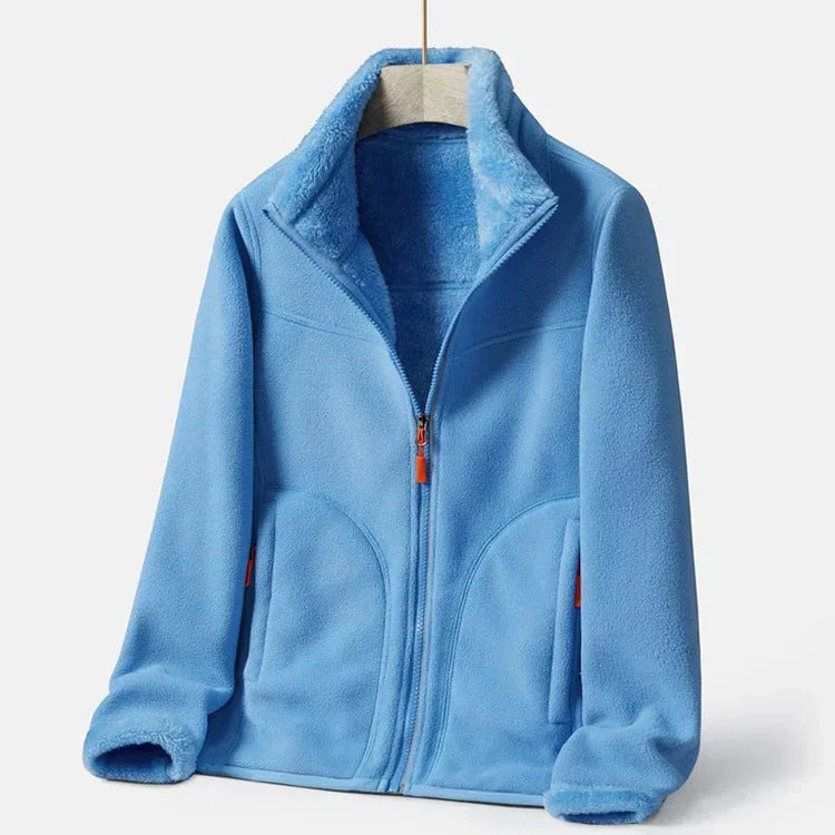 Zweireihige Damen Fleecejacke Warm Elegant