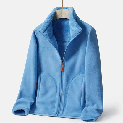 Zweireihige Damen Fleecejacke Warm Elegant