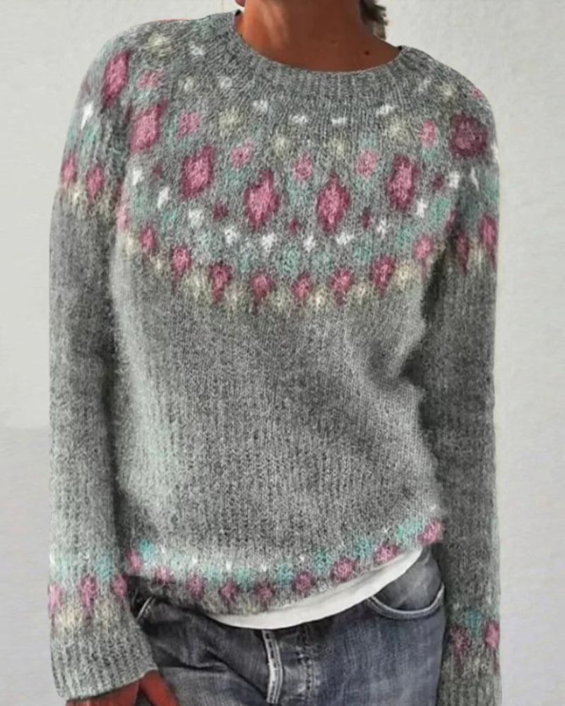 Retro Pullover Damen Stilvoll - IdealeKleiden