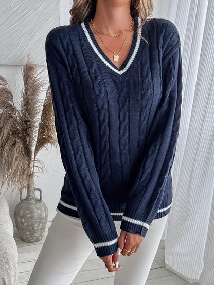 Weiches V-Ausschnitt Sweatshirt Damen - IdealeKleiden