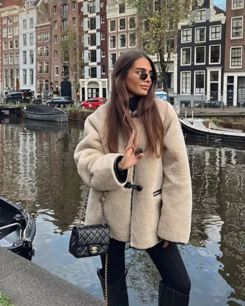 Eleganter Wollmantel Damen Klassik Stil