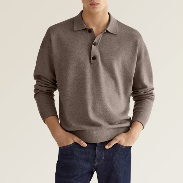 Modisches Langarm-Poloshirt für Herren - IdealeKleiden