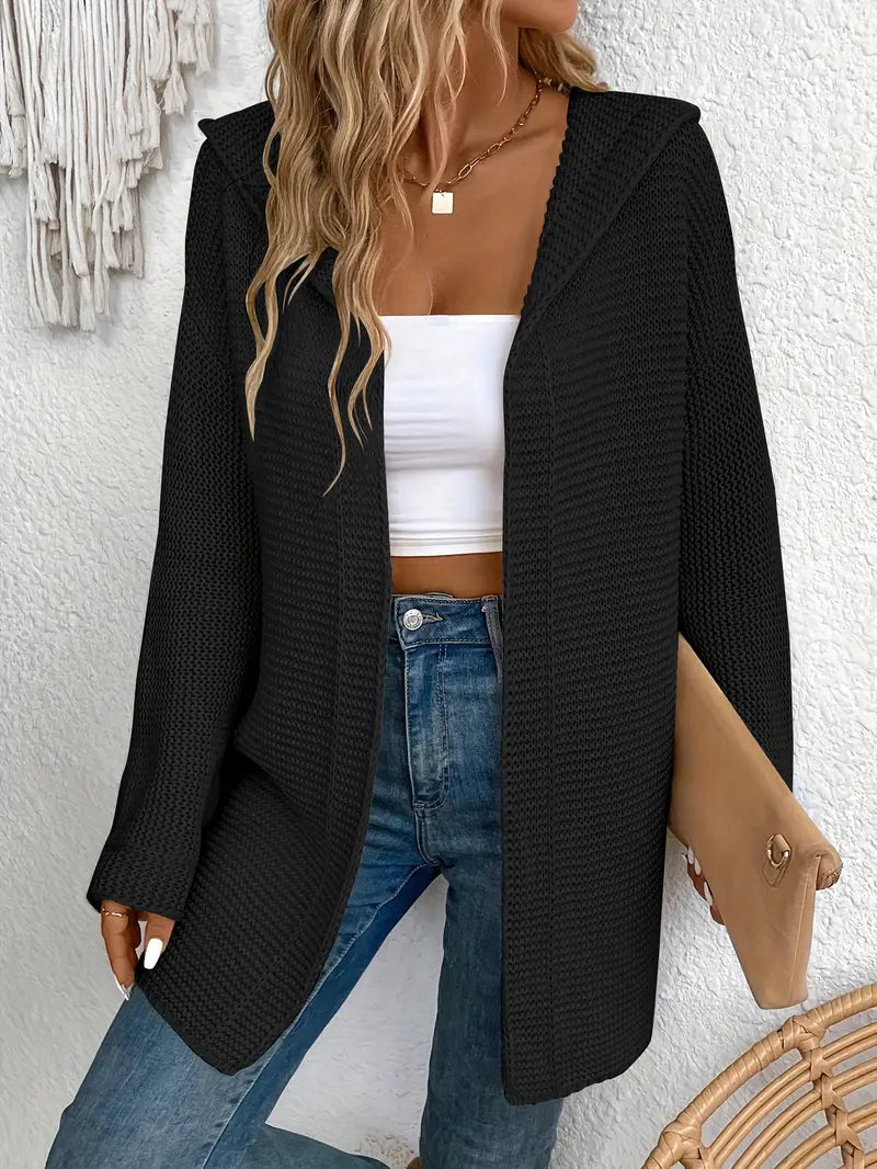 Praktische Strickjacke mit Verstellbarer Kapuze