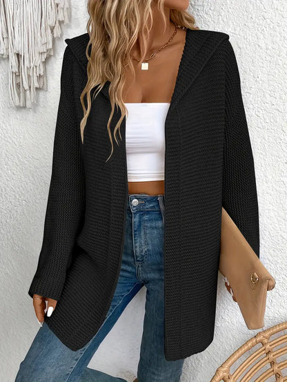 Praktische Strickjacke mit Verstellbarer Kapuze