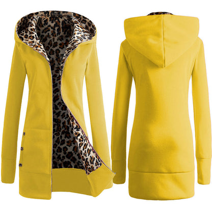 Damen Pulloverjacke Leopard Innenfutter Trendy Style