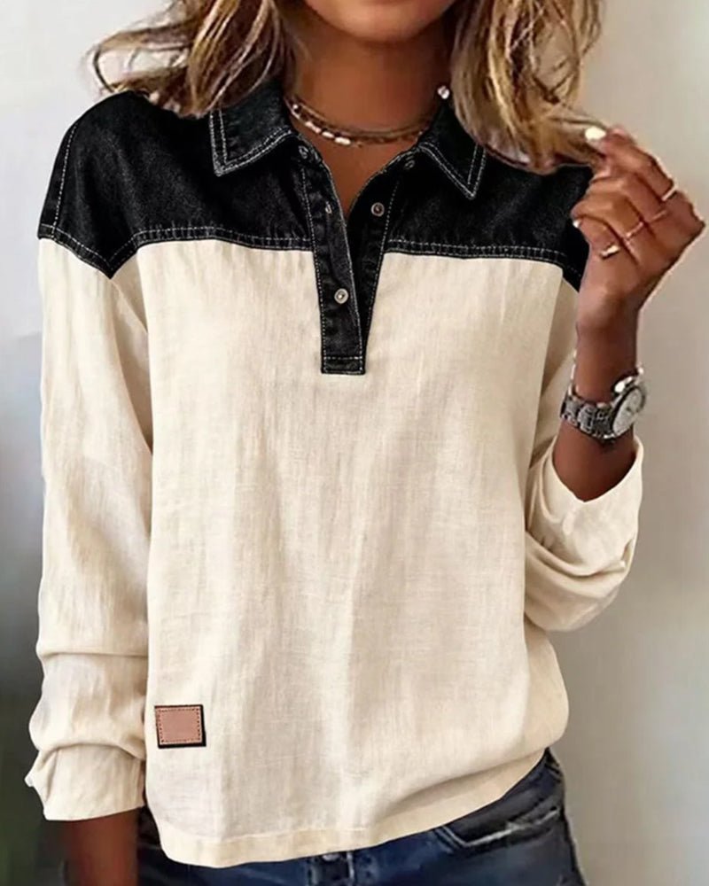 Lässige Denimjacke Patchwork Style