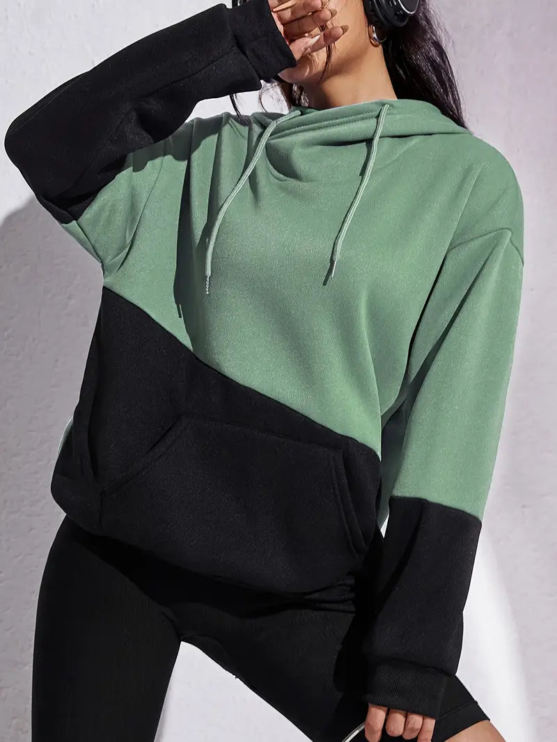 Modische Damenhoodie Farbblock Design