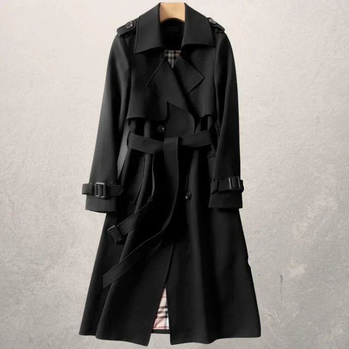 Rubinrote Doppelreihen-Mantel Elegant Damen