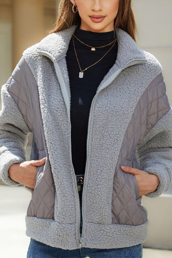 Weiche Damen-Cardigan Plüsch-Jacke Langarm