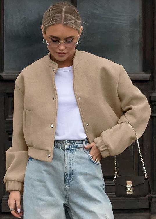 Elegante Wolljacke Khaki Farbe