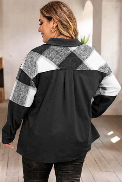 Große Größen Karo Jacke Damen Kurzjacke - IdealeKleiden
