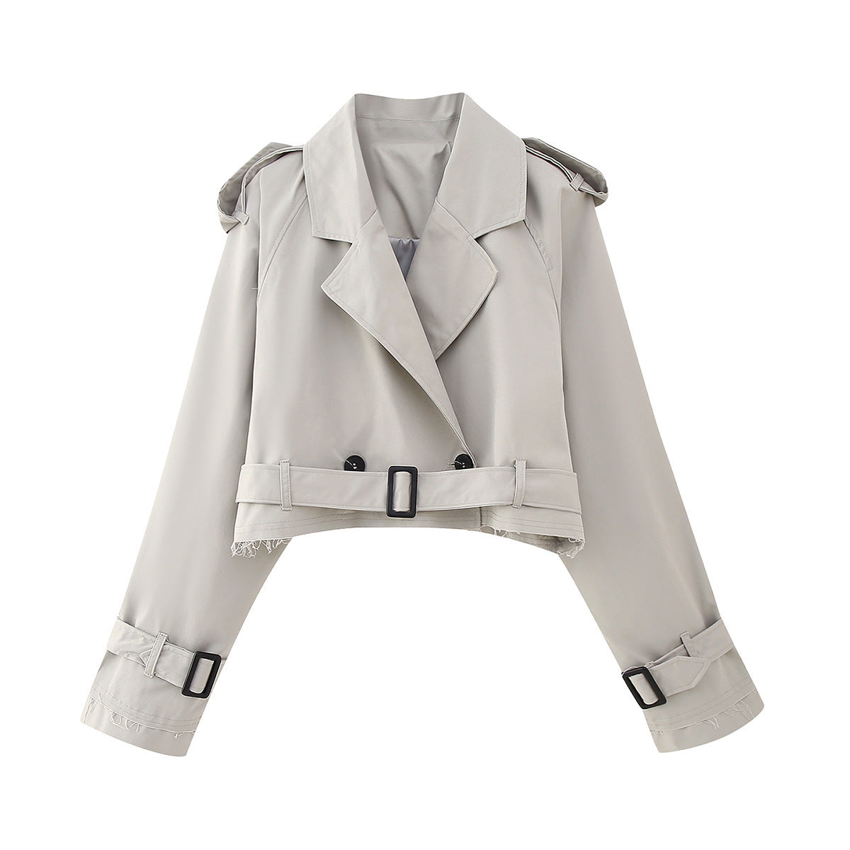 Damen Trenchcoat Chic Kurz Modisch Gürtel