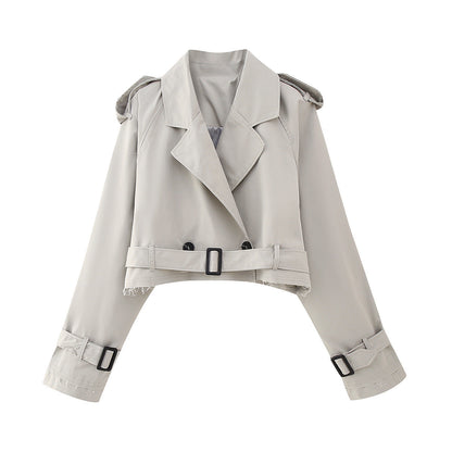 Damen Trenchcoat Chic Kurz Modisch Gürtel