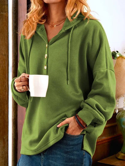 Kapuzenpullover Mit Knöpfen Bequem