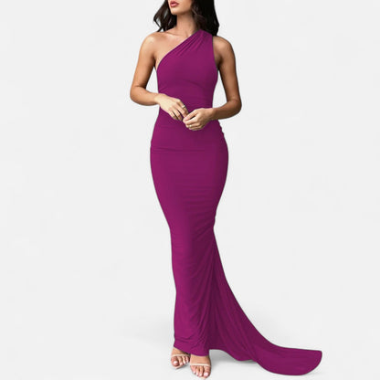 Damen Maxikleid Elegantes Schulterfrei Design