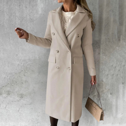 Damen Trenchcoat Lang Doppelreihig Elegent