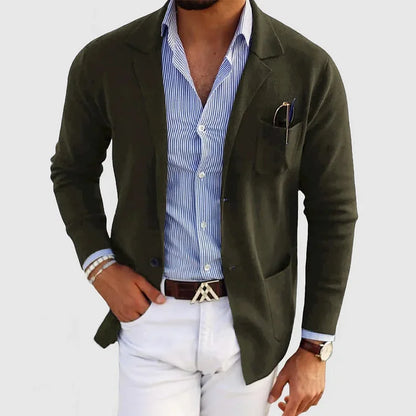 Herren Strickjacke Lässig Einfarbig Langarm