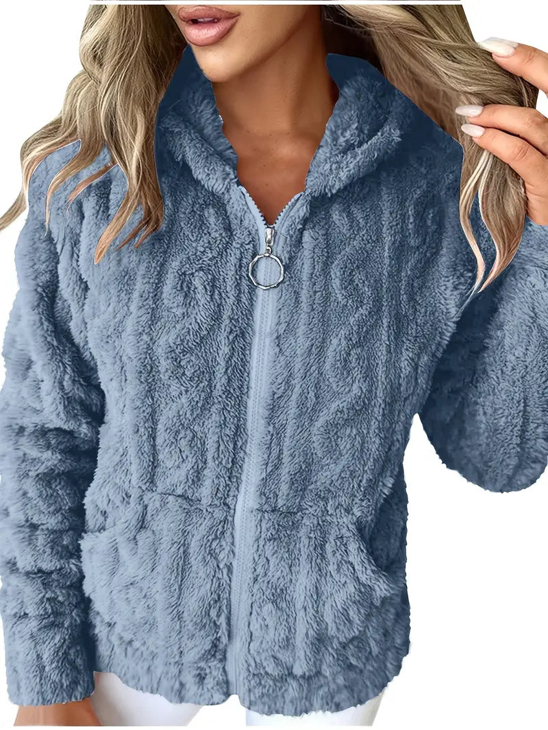 Klassischer Langarm Pullover mit Kapuze und Reißverschluss