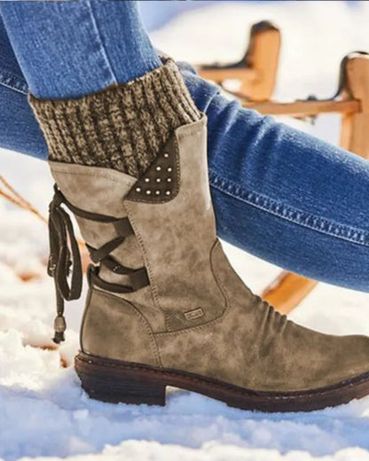 Echte Lederstiefel Winter Warm