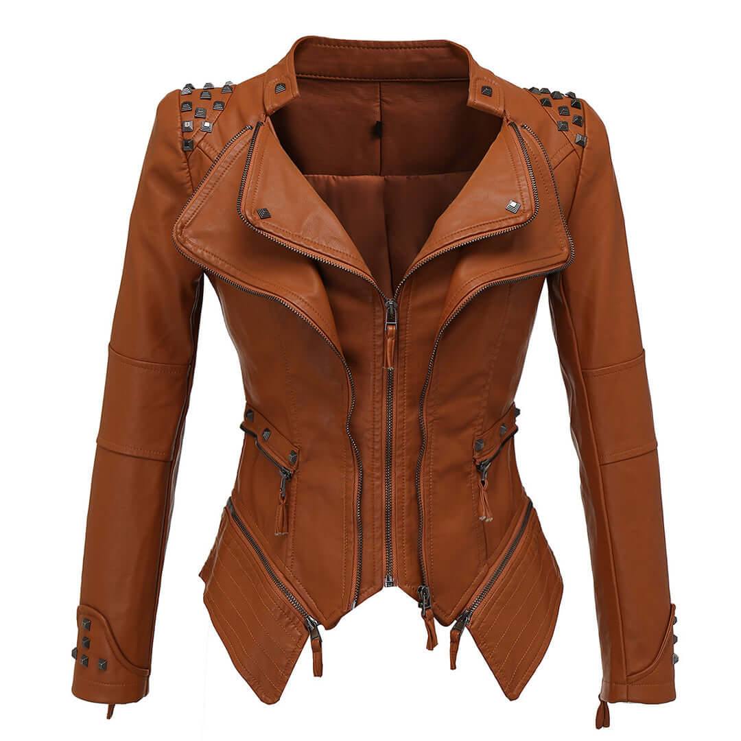 Damen Lederjacke Biker Style Enganliegend