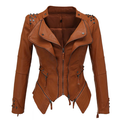 Damen Lederjacke Biker Style Enganliegend