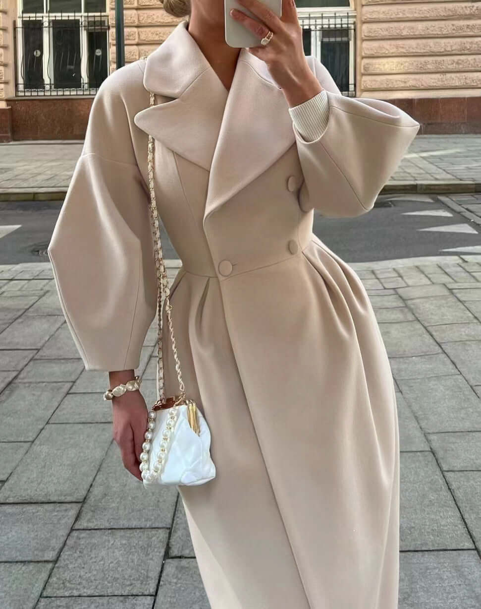Elegante Damenmantel Lange Ärmel Winterstil - IdealeKleiden
