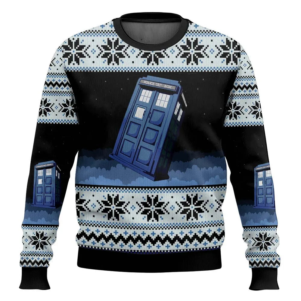 Weihnachtsstrickpullover Tardis Design Wärme Komfort
