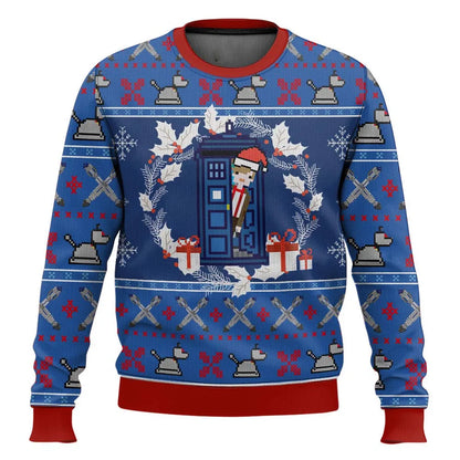 Weihnachtsstrickpullover Tardis Design Wärme Komfort
