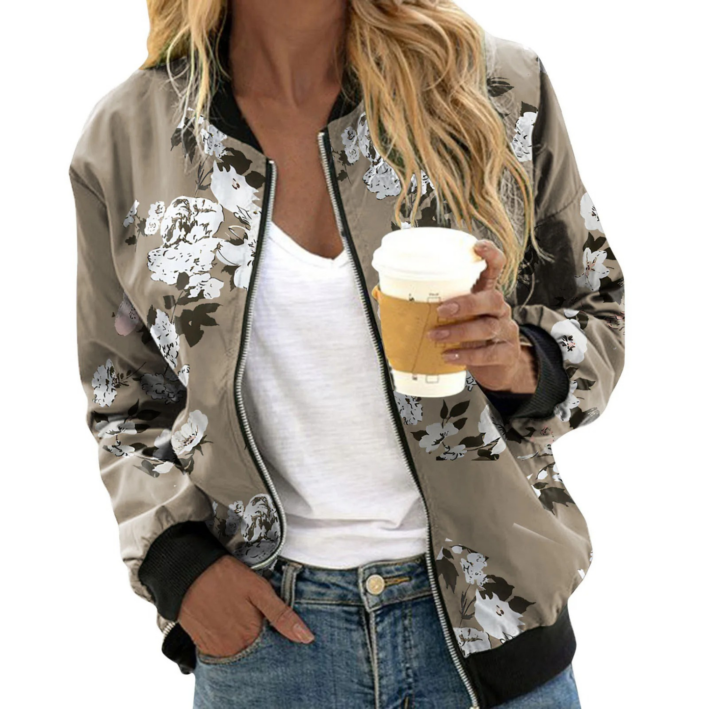 Stylische Damenjacke Blumenmuster Trend