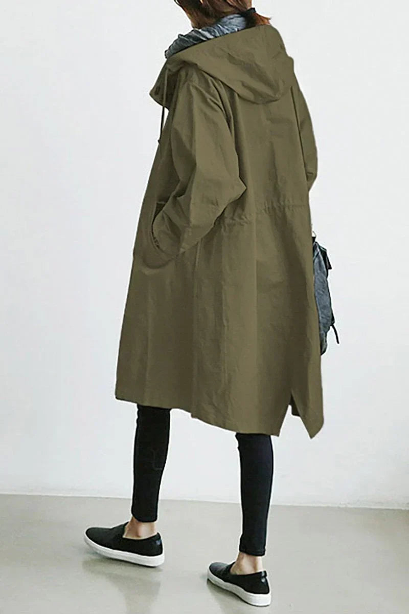 Wasserdichte Damen-Trenchcoat mit Kapuze