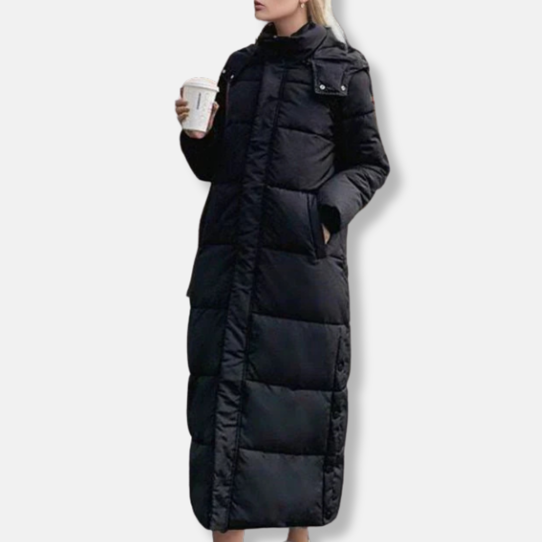 Winterjacke Damen Lang Steppweste Kapuze Hoher Kragen