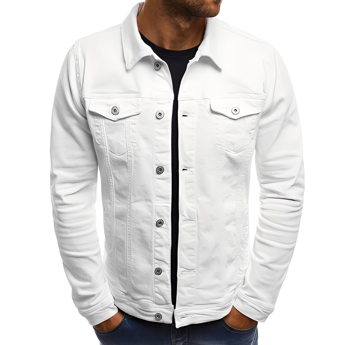 Männer Denimjacke Modern mit Taschen