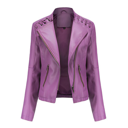 Stilvolle Damen Lederjacke Kurz Elegant