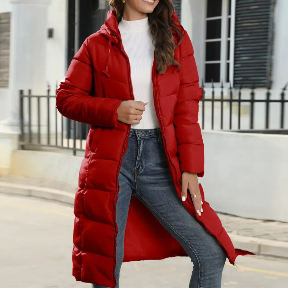 Winter Daunenmantel Frauen Lang Kapuze Gürtel