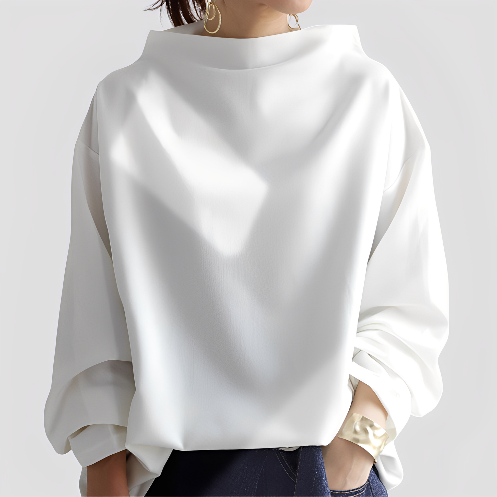 Stylisher Damen Pullover Rollkragen Modern - IdealeKleiden