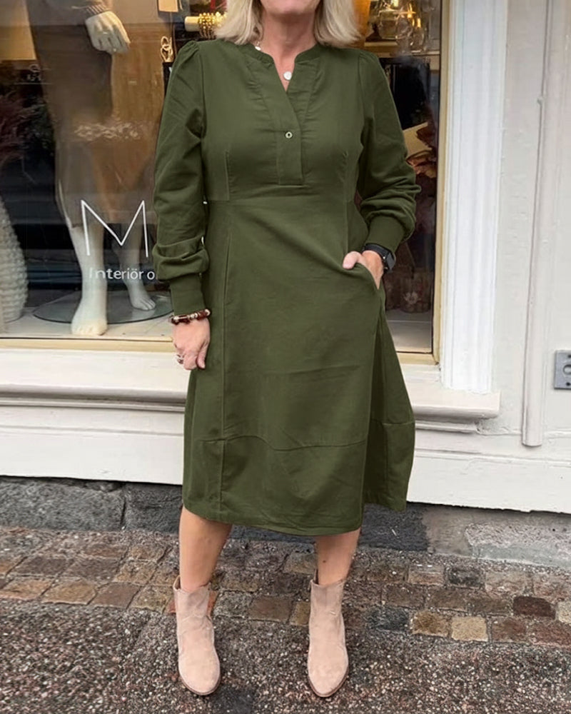 Retro Damenkleid Langärmlig Vintage Stil
