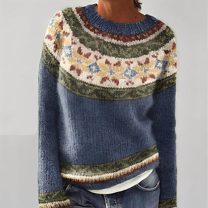 Klassischer Damenpullover mit Muster → Eleganter Damenpullover mit Blumenmuster