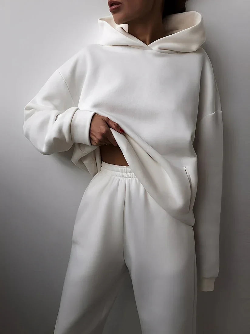 Damen Jogginganzug Kapuze Soft Pastell