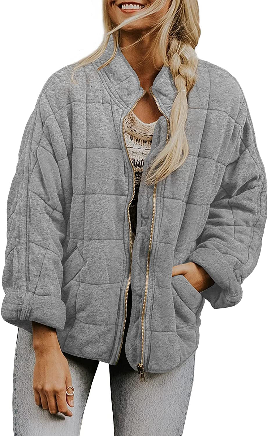Frauen Winterjacke Plaid Mit Taschen