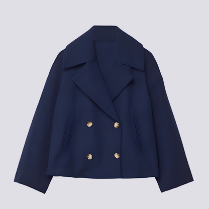 Stylische Damen Wolljacke Kurz Revers