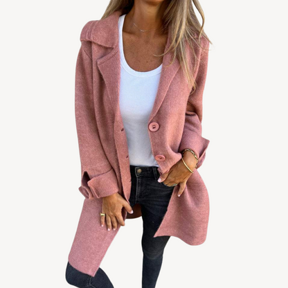 Frauen Langjacke Wollmischung mit Knöpfen