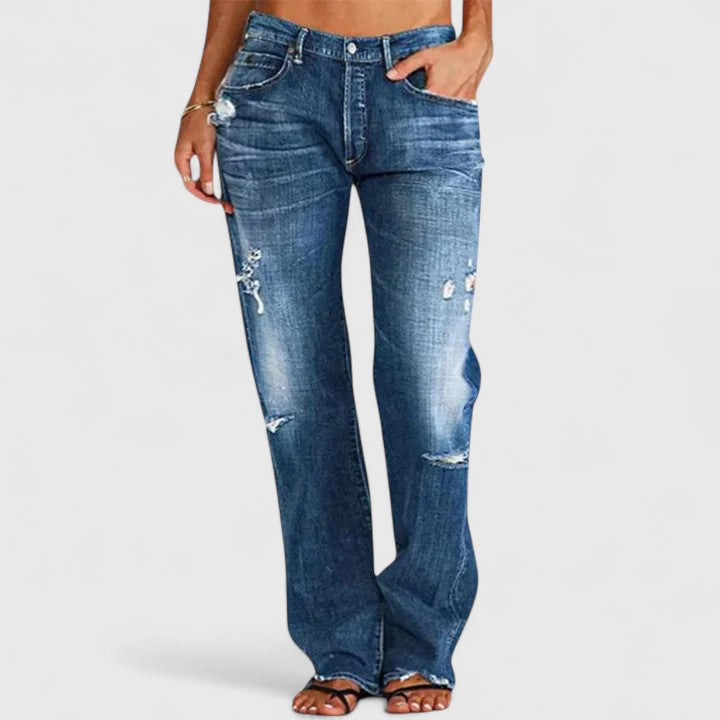 Damen Vintage-Jeans Locker Fit Used-Waschung