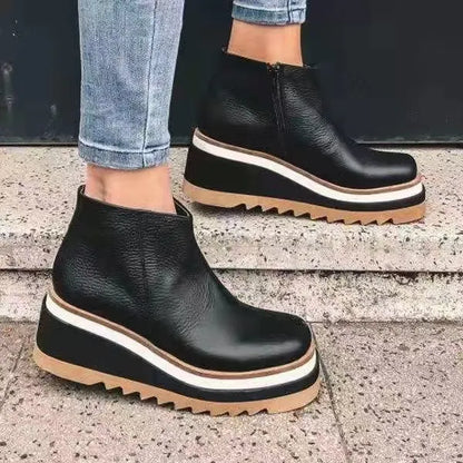Modische Lederstiefel Mit Seiten-Reißverschluss