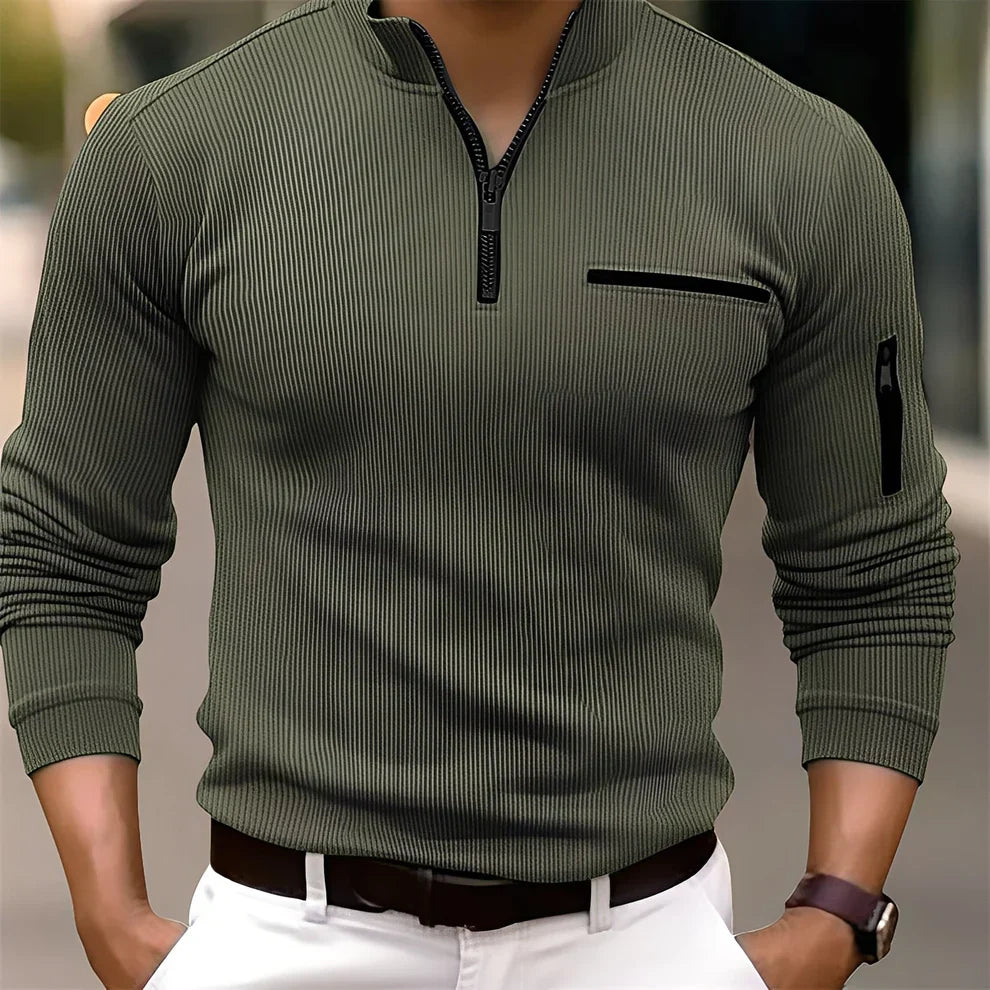 Moderner Streifen Pullover mit Taschen Herren