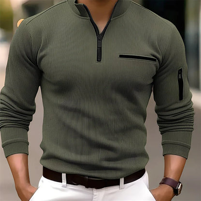 Moderner Streifen Pullover mit Taschen Herren