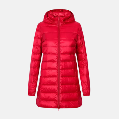 Daunenjacke Damen Mittellang Kapuzenparka Wasserfest