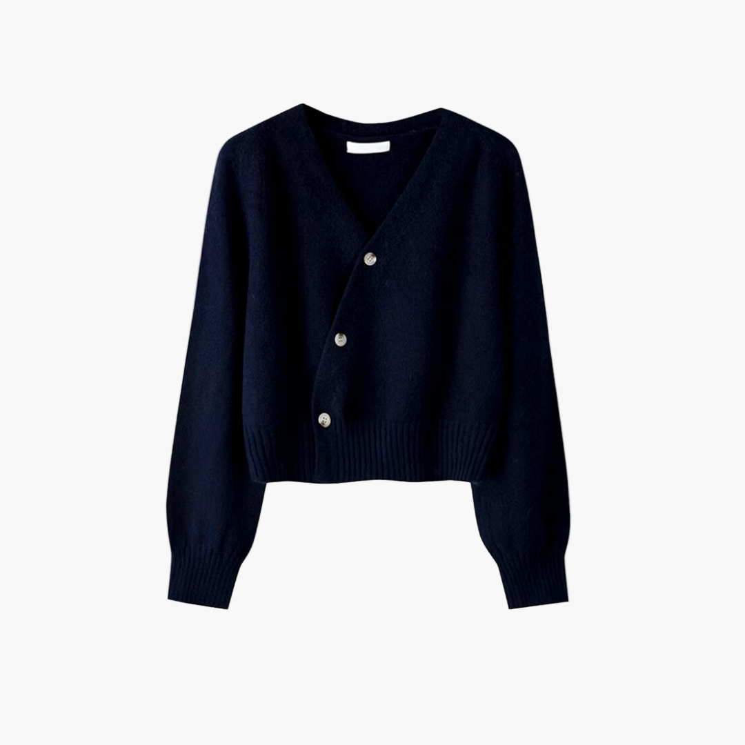 Stilvolle Strickjacke V-Ausschnitt Damen Cardigan Modern